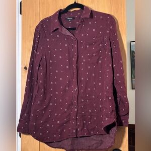 Madewell Burgundy Shirt with White Geometric Design